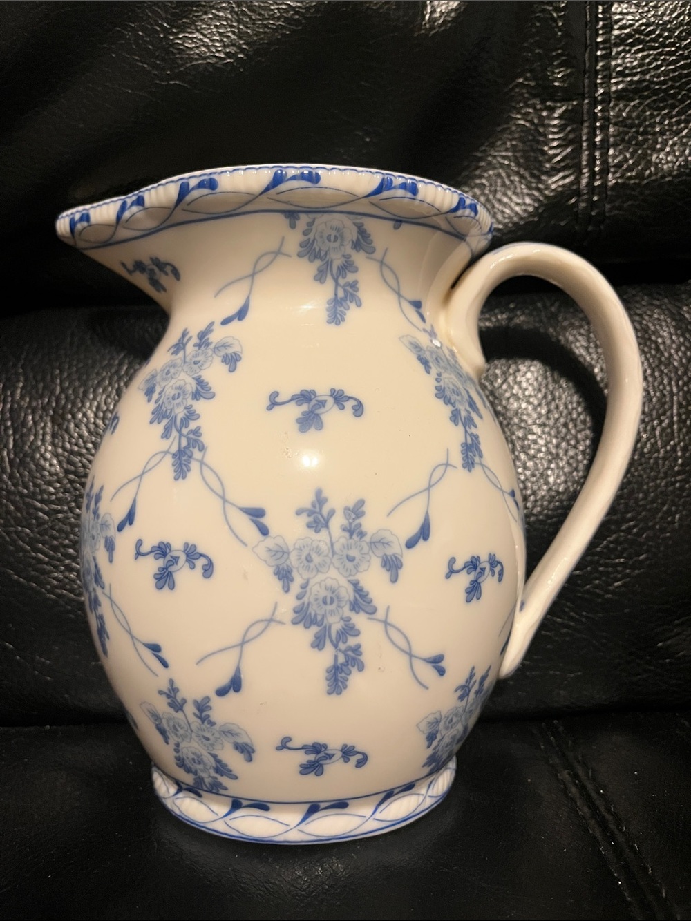 Blue Floral Rose Brocade By Skye McGhie 1/2 hanging vase - Classic Home Art